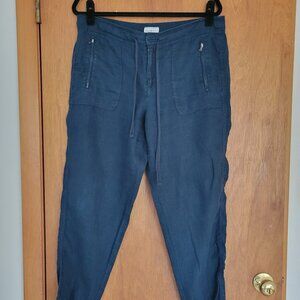 Lou & Grey 100% Linen Jogger Pants | Navy Blue | Size Medium